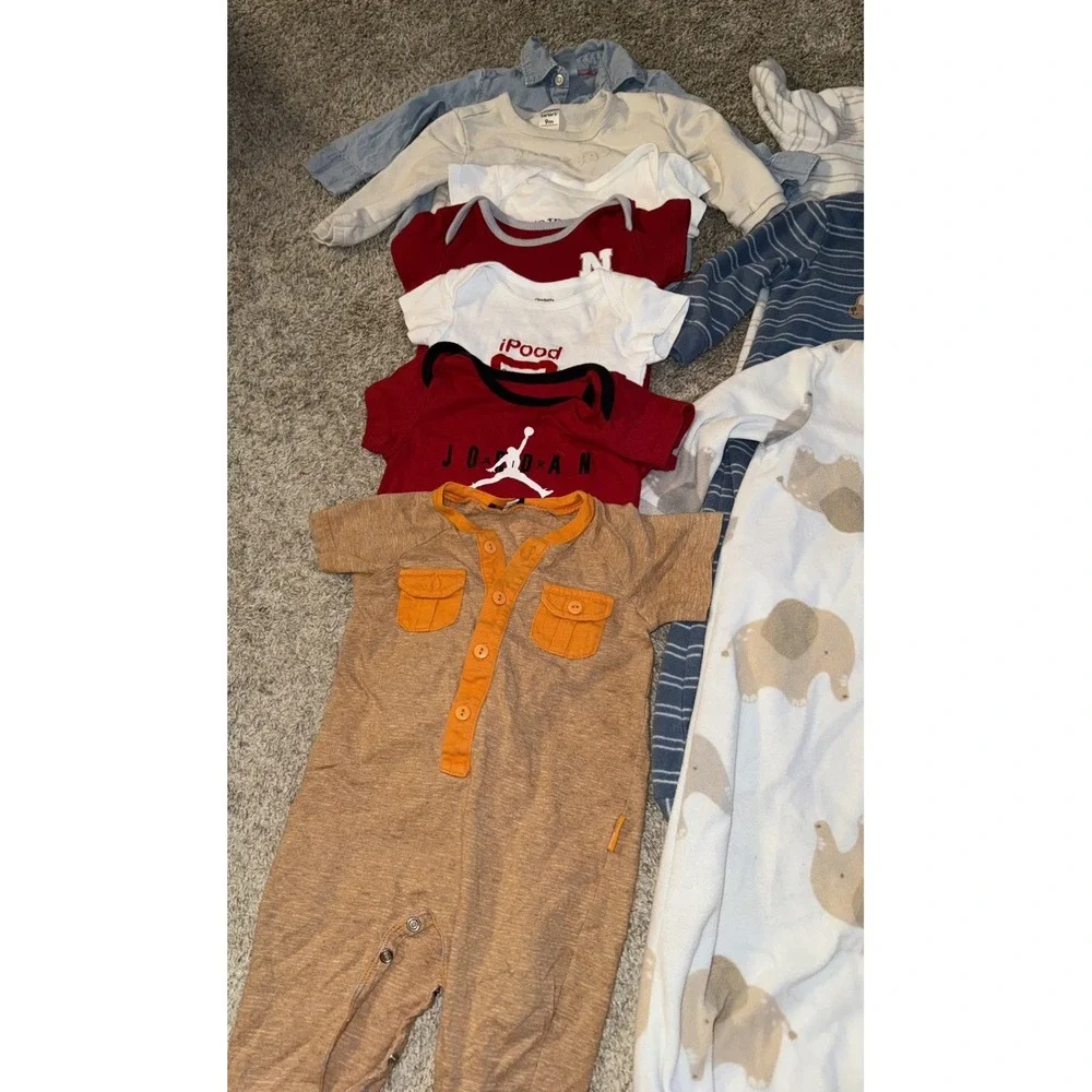 Lot Of 10 Mix Brand Baby Boy Clothes 6-9M 3 Carter's Sleep Sacks, Shirts, Romper